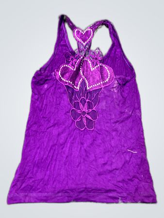 Purple Tank Top with Heart and Flower Design