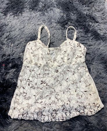 White Camisole with Rhinestone Design