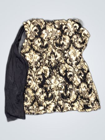 Black and Gold Floral Long Sleeve Top
