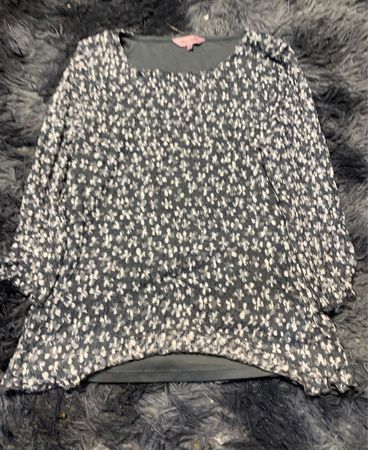 Gray Floral Blouse