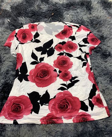 Unbranded Floral Rose Print Short Sleeve T-Shirt