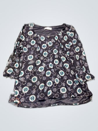 Blouse with Blue and White Circles Pattern