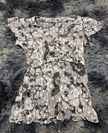 Gray Floral Short Sleeve Dress
