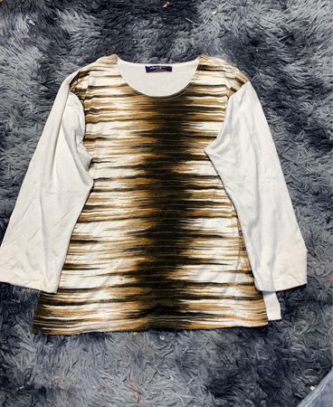 Long-Sleeve Shirt with Gold and Black Stripes
