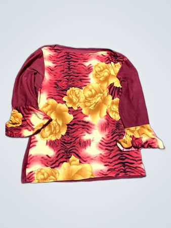 Blouse with Red and Yellow Floral Design