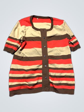 Mango Striped Short Sleeve Cardigan