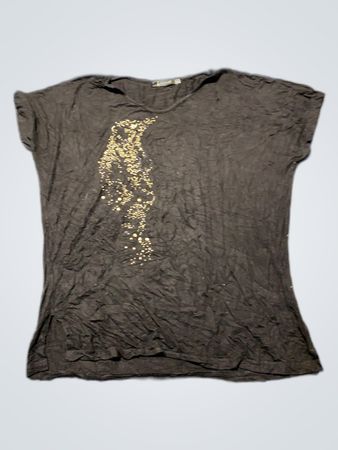 Black T-Shirt with Gold Accents