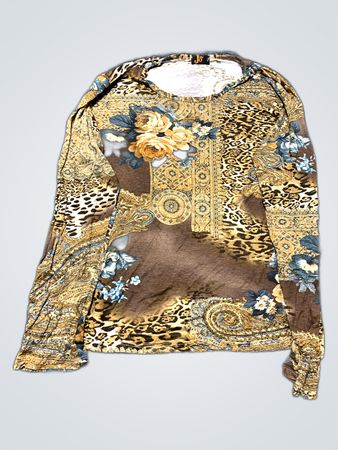 Brown Paisley and Leopard Print Top