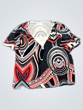 Short Sleeve Top with Abstract Pattern