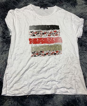 White T-Shirt with Multicolored Graphic