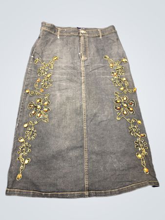 Embroidered Denim Skirt