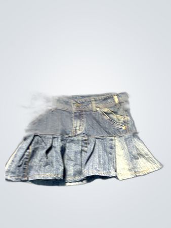 Blue Denim Pleated Skirt