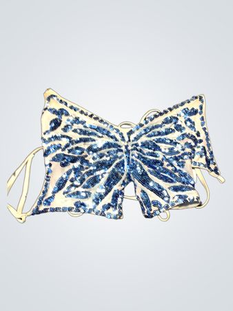 Blue Sequin Bow Top