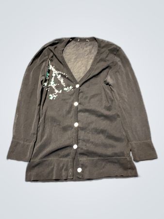Gray Long-Sleeve Top with Sequins