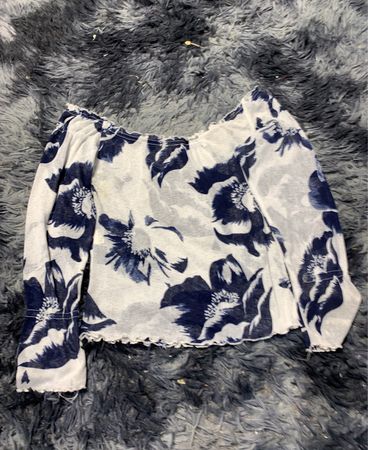 Blue Floral Off-the-Shoulder Top