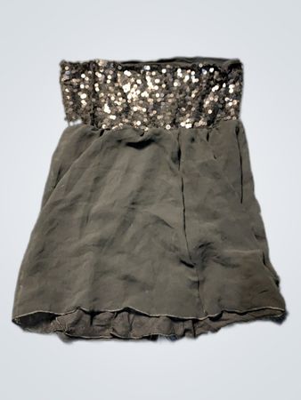 Black Sequined Strapless Mini Skirt