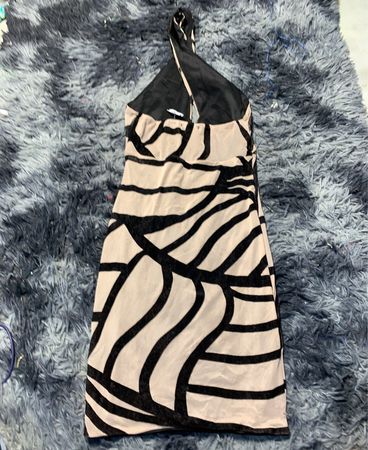 Black and Beige Halter Neck Dress