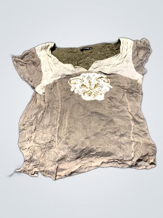 Gray Embroidered Top
