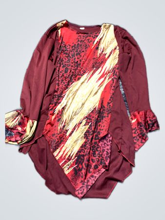 Long Sleeve Tunic with Leopard and Feather Design