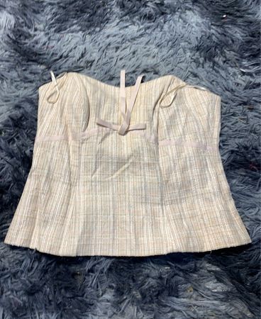 Women's Cream Colored Plaid Tank Top