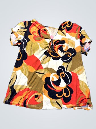 Floral Print Short Sleeve Blouse