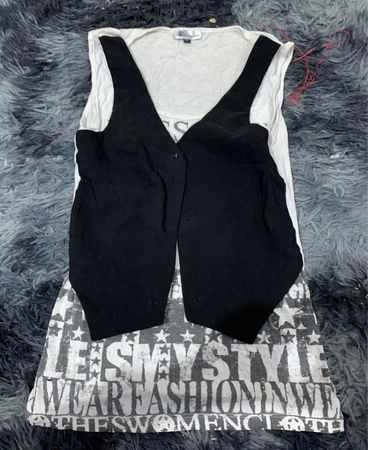 Black Vest and White Sleeveless Top