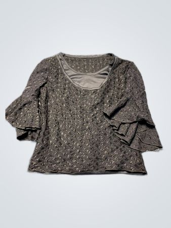 Black Long-Sleeve Top with Ruffled Sleeves