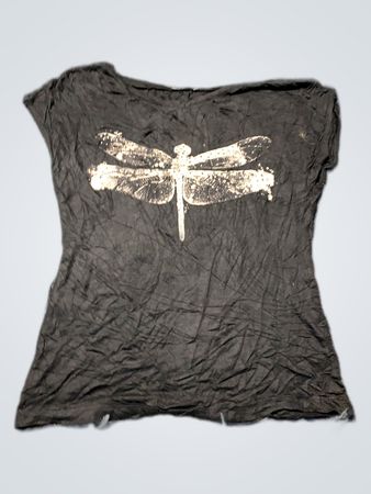 Black Tank Top with Dragonfly Design