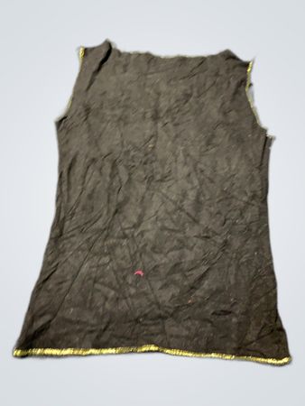Black sleeveless top with gold trim