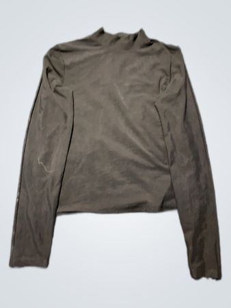 Unbranded Black Cropped Long-Sleeve Turtleneck Top