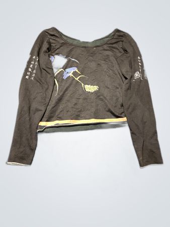 Black Long-Sleeve Shirt with Floral Design