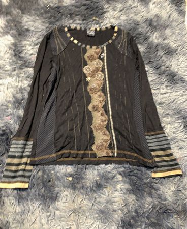 Black Embroidered Long Sleeve Shirt