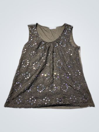 Gray Sequined Tank Top