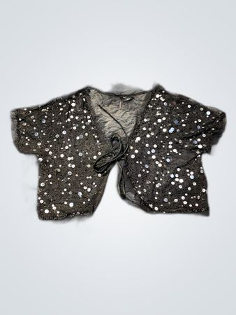 Black Sequined Cropped Top