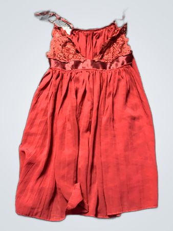 Red Lace-Trimmed Silk Camisole