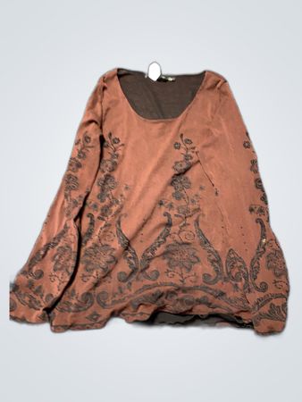 Brown Floral Top and Skirt Set