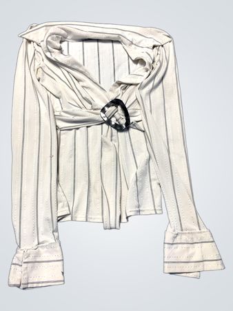 Women's White Striped Long Sleeve Top