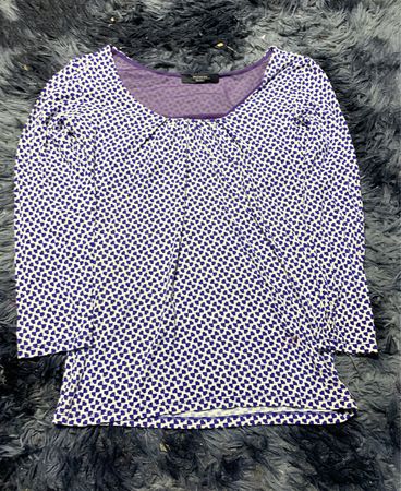 Blue and White Geometric Pattern Shirt