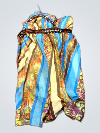 Multicolored Peacock Pattern Dress