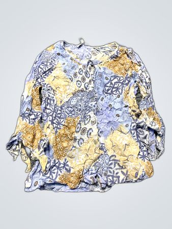 Blouse with Blue and Gold Pattern