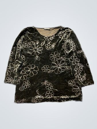 Black Floral Velvet Top