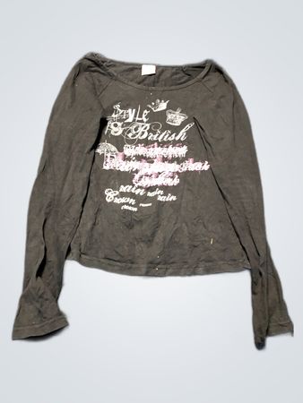 Black Long Sleeve Shirt with White Text