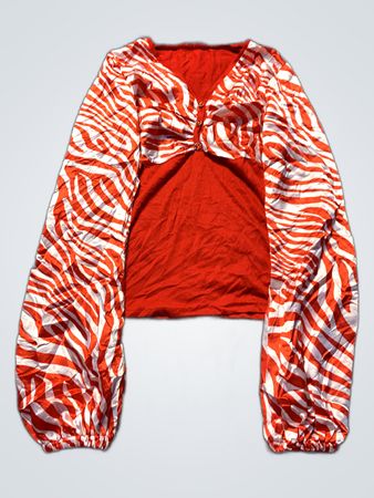 Red and White Zebra Print Long Sleeve Top