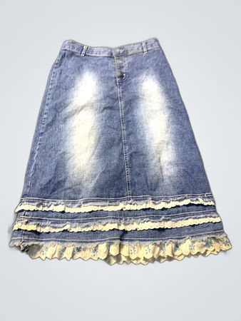 Unbranded Denim Skirt with Lace Hem