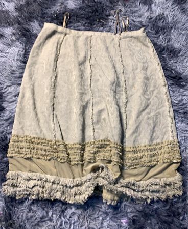 Unbranded Beige Fringed Mini Skirt