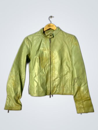 Zara Green Leather Biker Jacket