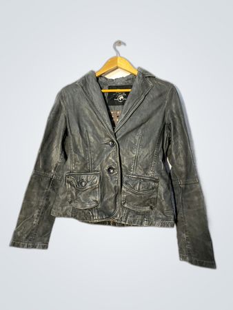 Diesel Gray Leather Blazer Jacket