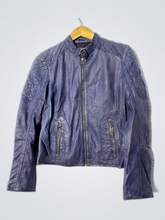 Zara Blue Leather Biker Jacket