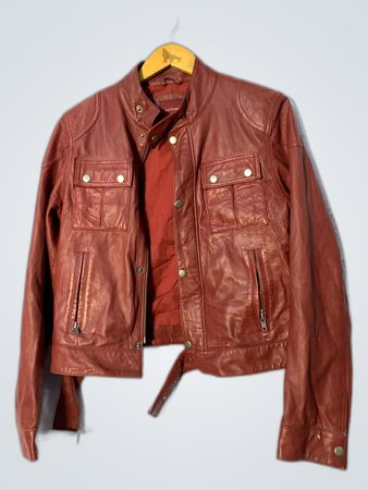 Unbranded Burgundy Leather Biker Jacket
