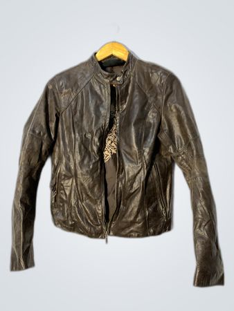 Unbranded Brown Leather Biker Jacket